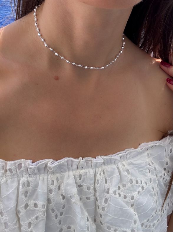 Dainty Beaded Gemstone Choker - LeSilveStone