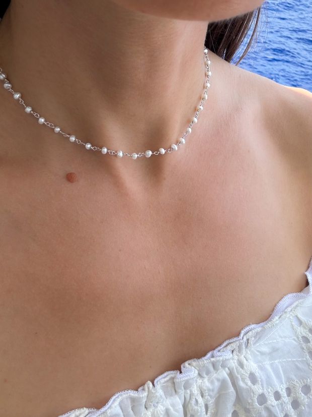 Dainty Beaded Gemstone Choker - LeSilveStone