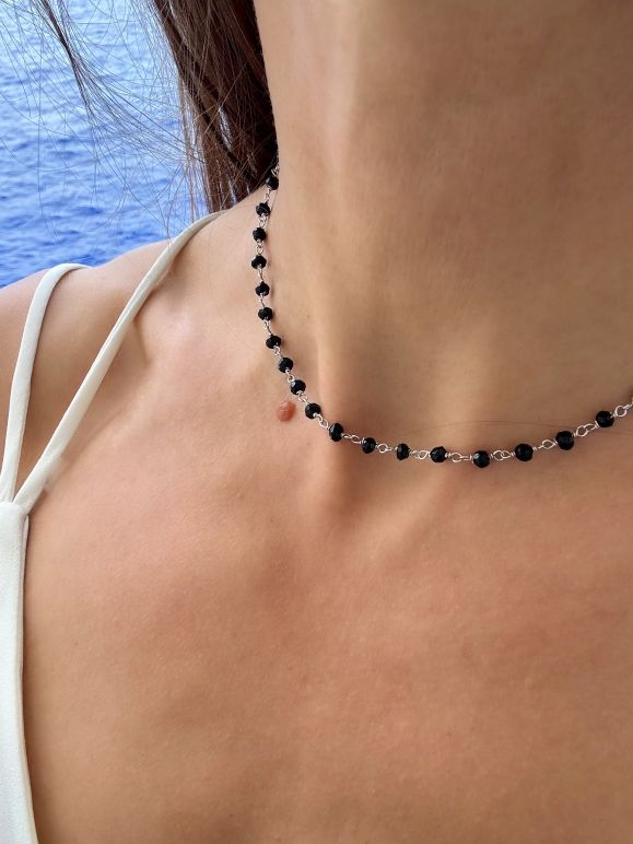 Dainty Beaded Gemstone Choker - LeSilveStone