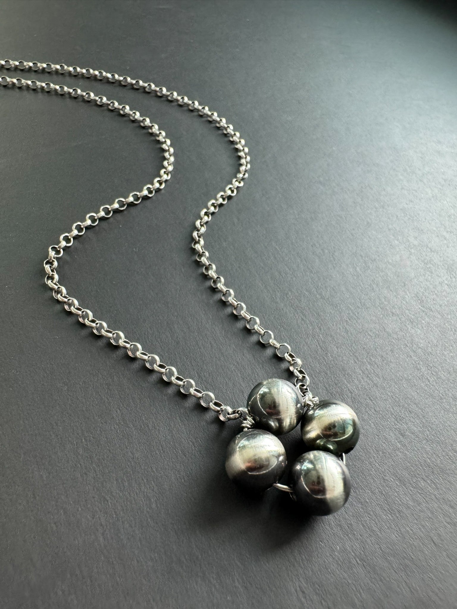 Floating Clover Necklace in Sterling Silver, L - LeSilveStone