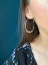 Floating Navajo Pearl Style Hoop Earrings, 50 mm - LeSilveStone