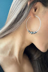 Floating Navajo Pearl Style Hoop Earrings, 50 mm - LeSilveStone