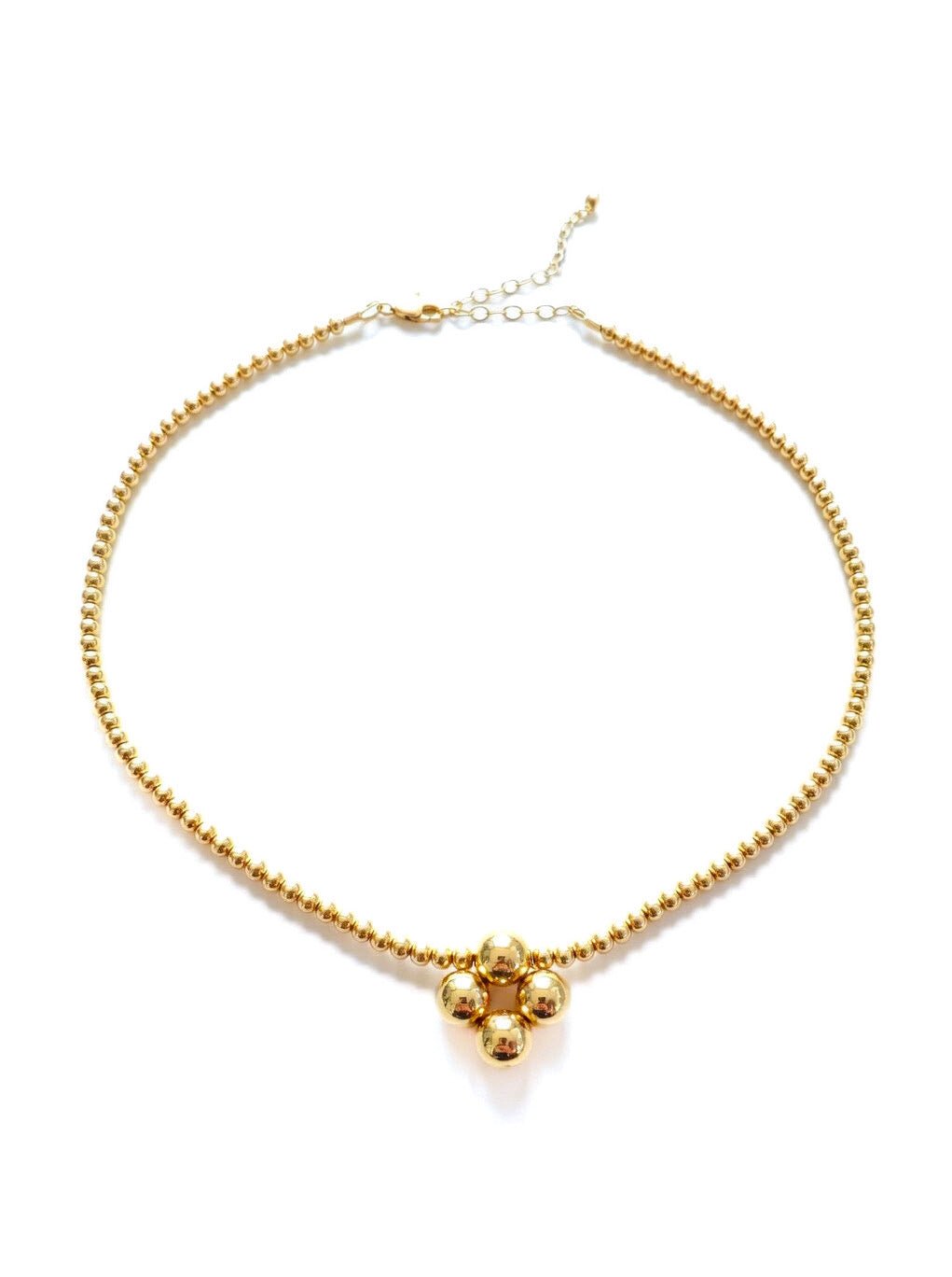 Gold Clover Beaded Necklace in 14K Gold Filled, 3 mm - LeSilveStone