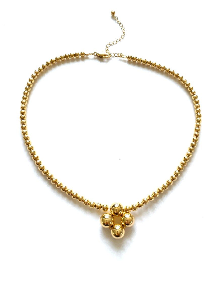 Gold Clover Beaded Necklace in 14K Gold Filled, 4 / 8 mm - LeSilveStone