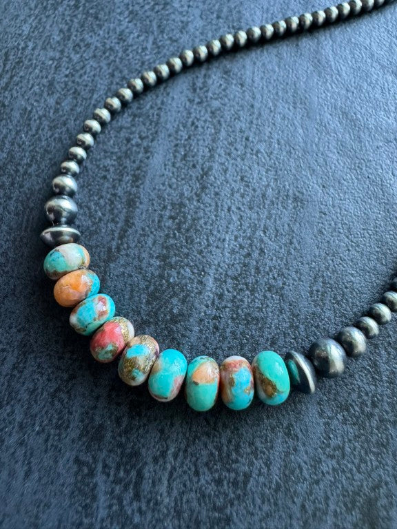 Mohave Copper - Navajo Pearl Style Necklace in Sterling Silver, 3 mm