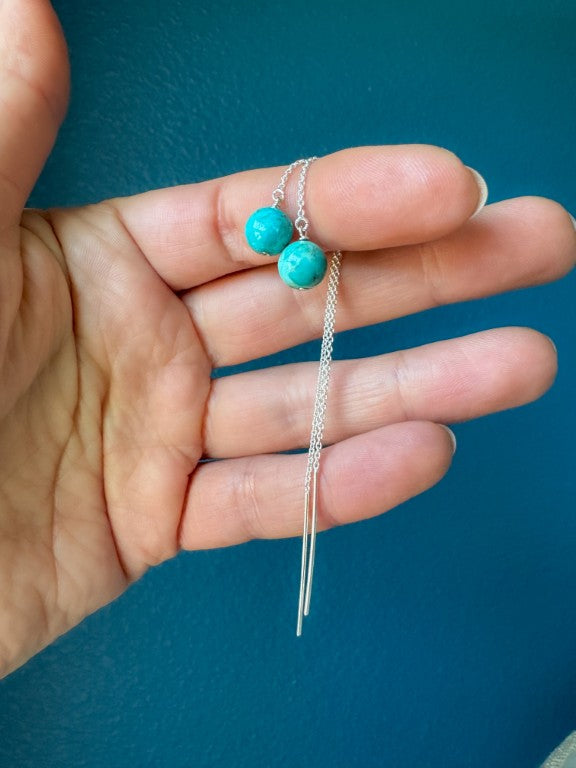 Kingman Turquoise Chain Threader Earrings