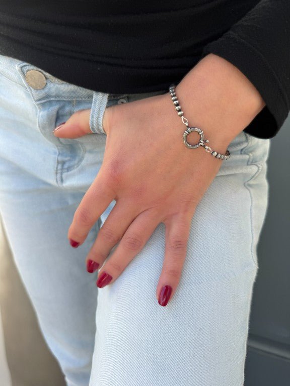 Large Spring Ring Navajo Pearl Style Bracelet - LeSilveStone