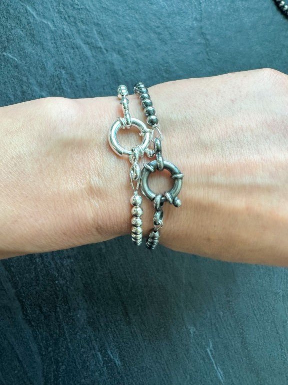 Large Spring Ring Navajo Pearl Style Bracelet - LeSilveStone