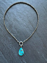Large Teardrop Kingman Turquoise Necklace - LeSilveStone