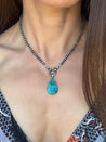 Large Teardrop Kingman Turquoise Necklace - LeSilveStone