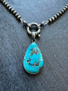 Large Teardrop Kingman Turquoise Necklace - LeSilveStone