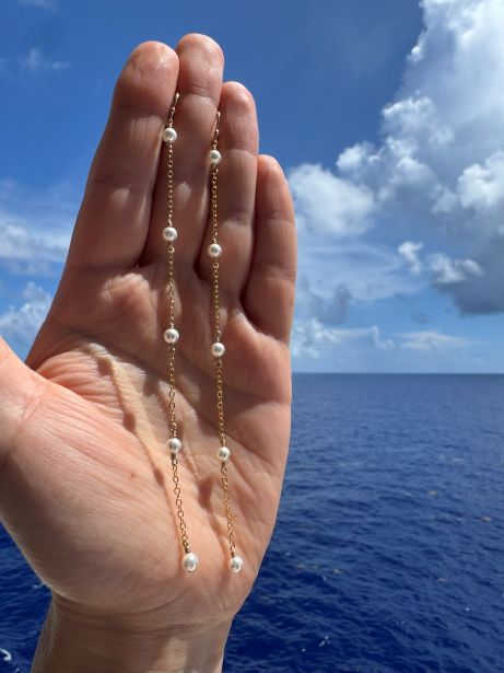 Long Beaded Pearl Drop Earrings - LeSilveStone