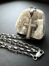 Matte Cross Sterling Silver Chain Necklace - LeSilveStone