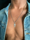 Matte Cross Sterling Silver Chain Necklace - LeSilveStone