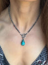 Medium Teardrop Kingman Turquoise Necklace - LeSilveStone