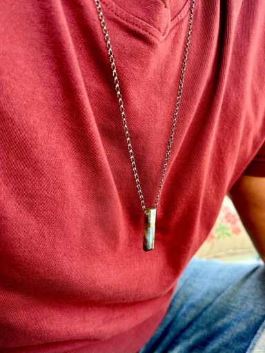 Mens Labradorite Pendant Necklace Oxidized Sterling Silver - LeSilveStone