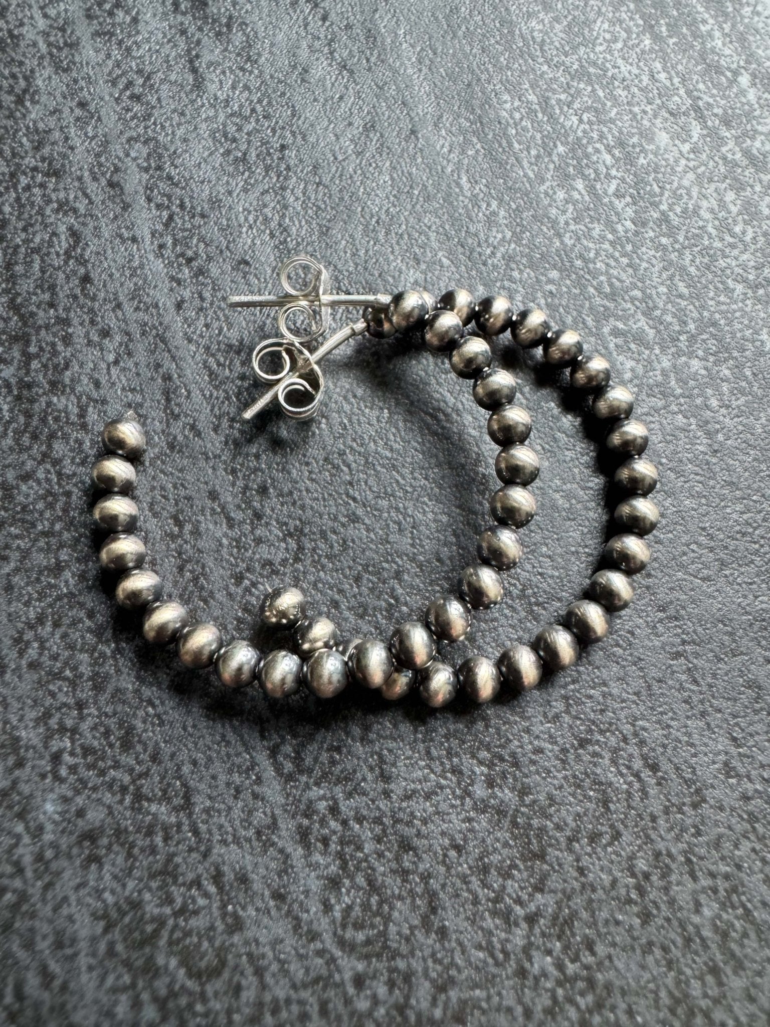 Minimal Western Navajo Pearl Style Hoop Earrings, 30 mm - LeSilveStone