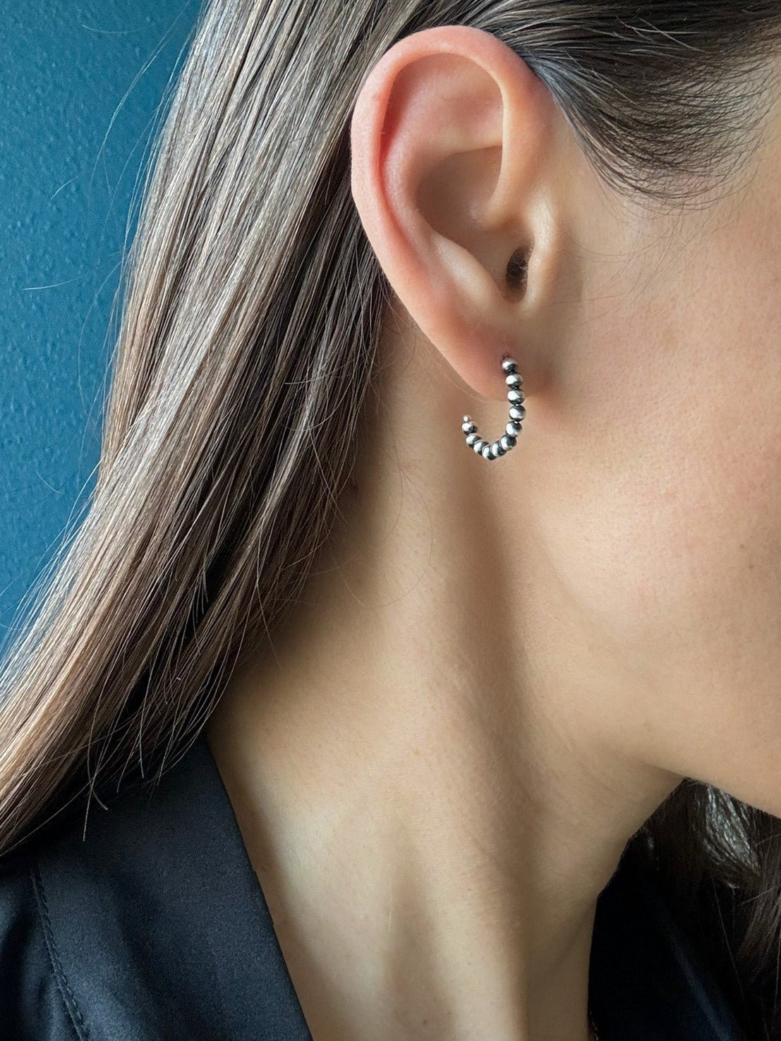 Minimal Western Navajo Pearl Style Hoop Earrings - LeSilveStone