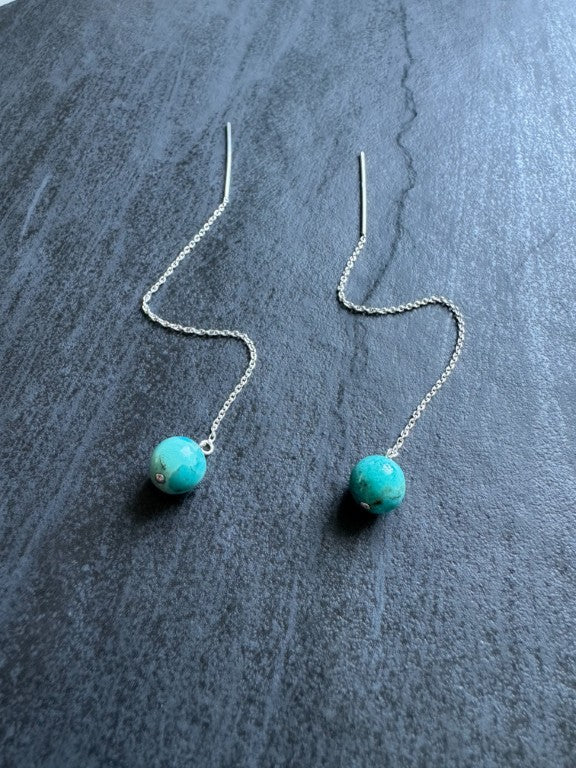 Kingman Turquoise Chain Threader Earrings