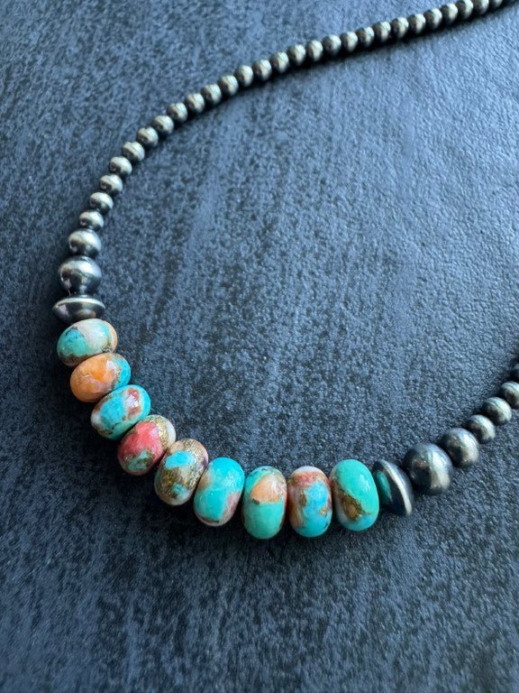 Mohave Copper - Navajo Pearl Style Necklace in Sterling Silver, 3 mm - LeSilveStone