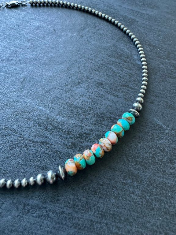 Mohave Copper - Navajo Pearl Style Necklace in Sterling Silver, 3 mm - LeSilveStone