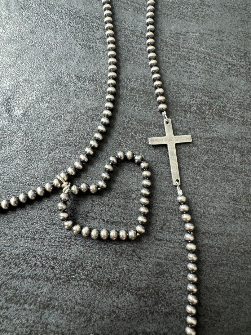 Navajo Pearl Style Cross Bracelet - LeSilveStone