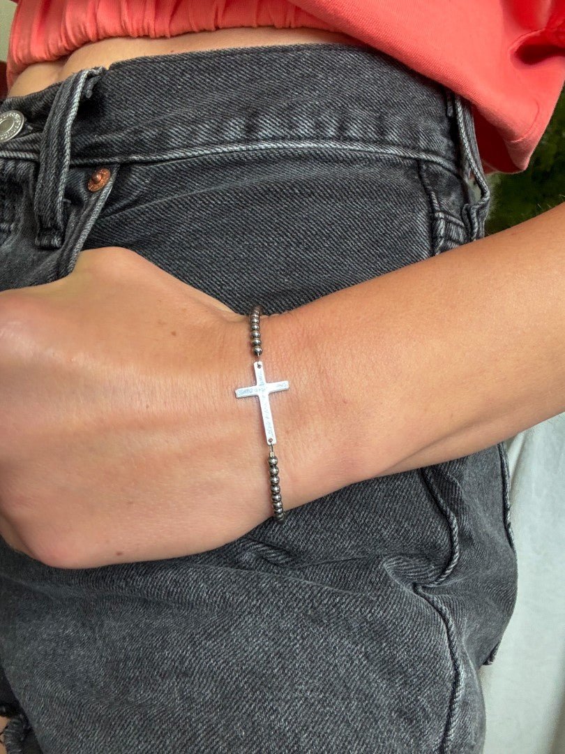 Navajo Pearl Style Cross Bracelet - LeSilveStone