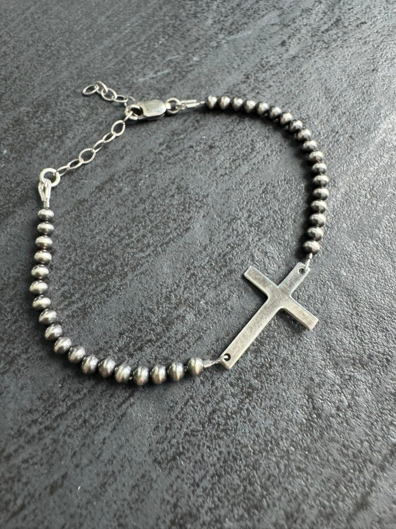 Navajo Pearl Style Cross Bracelet - LeSilveStone
