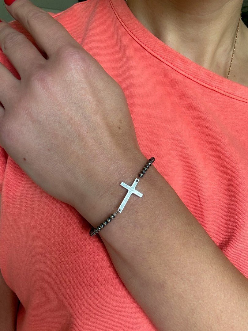 Navajo Pearl Style Cross Bracelet - LeSilveStone
