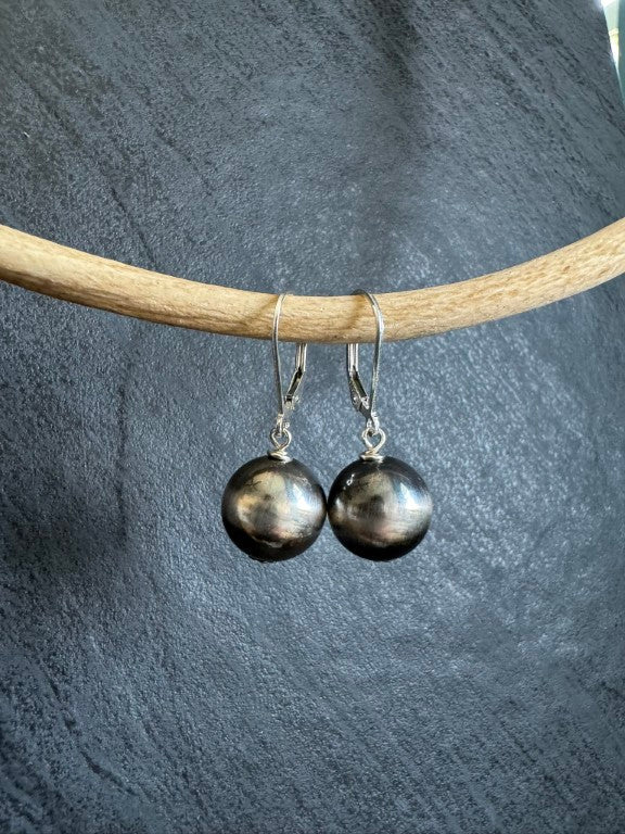 Navajo Pearl Style Dangle Ball Earrings, 12 mm Bead - LeSilveStone