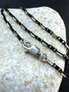 Razorblade Chain Necklace in Sterling Silver with Black Finish - LeSilveStone