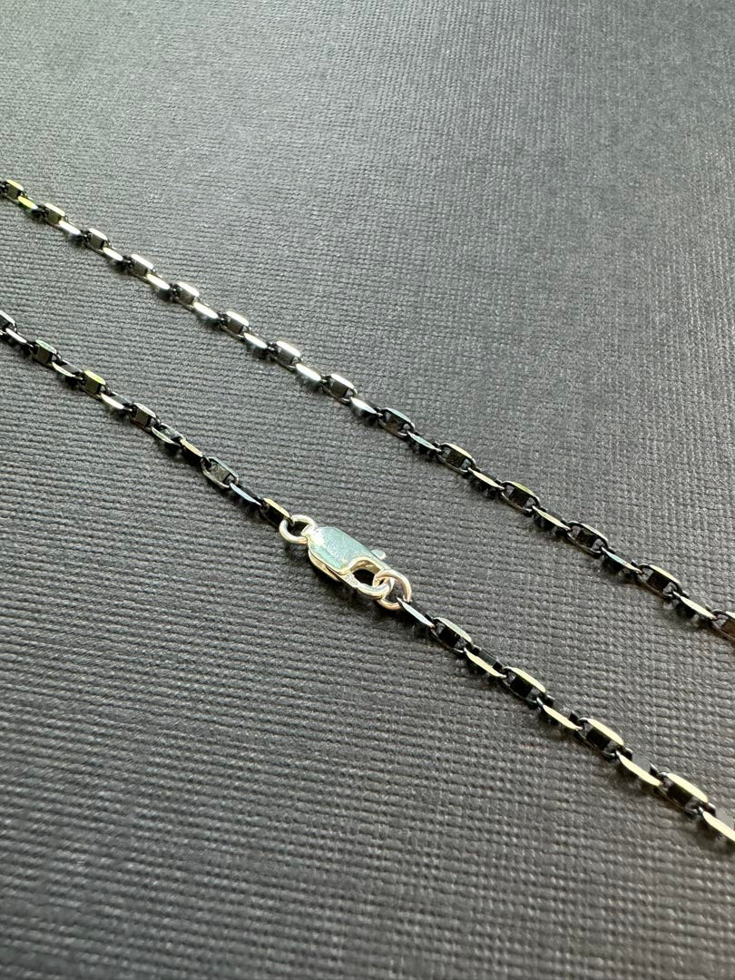 Razorblade Chain Necklace in Sterling Silver with Black Finish - LeSilveStone