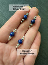 Small Beaded Style Threader Earrings with Lapis Lazuli - LeSilveStone