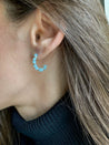 Small Blue Chalcedony Silver Hoop Earrings - LeSilveStone