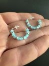 Small Blue Chalcedony Silver Hoop Earrings - LeSilveStone