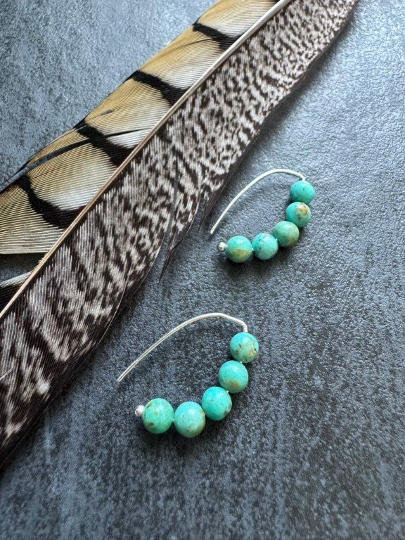 Small Kingman Turquoise Threader Earrings - LeSilveStone