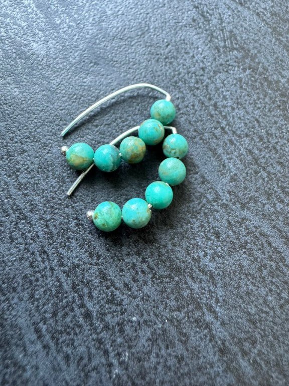 Small Kingman Turquoise Threader Earrings - LeSilveStone