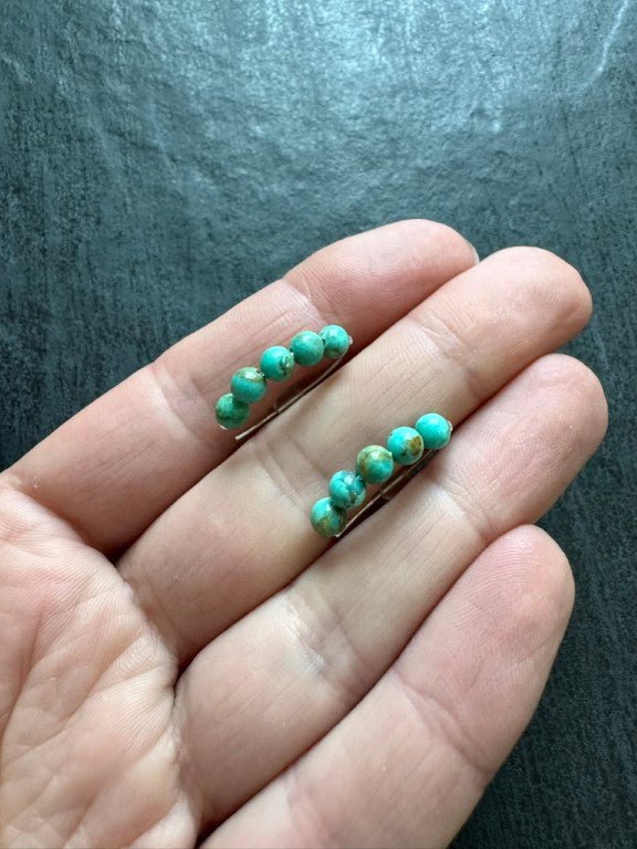 Small Kingman Turquoise Threader Earrings - LeSilveStone