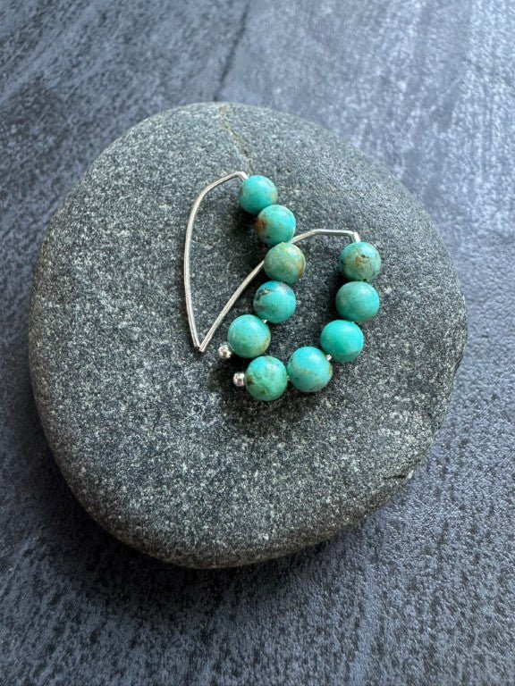 Small Kingman Turquoise Threader Earrings - LeSilveStone