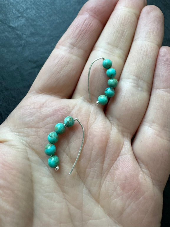 Small Kingman Turquoise Threader Earrings - LeSilveStone