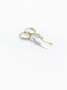 Spike Huggie Hoop Earrings with White Topaz in 14K Gold - LeSilveStone