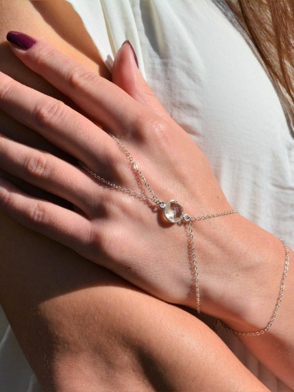 Sterling Silver Hand Chain with Quartz - LeSilveStone