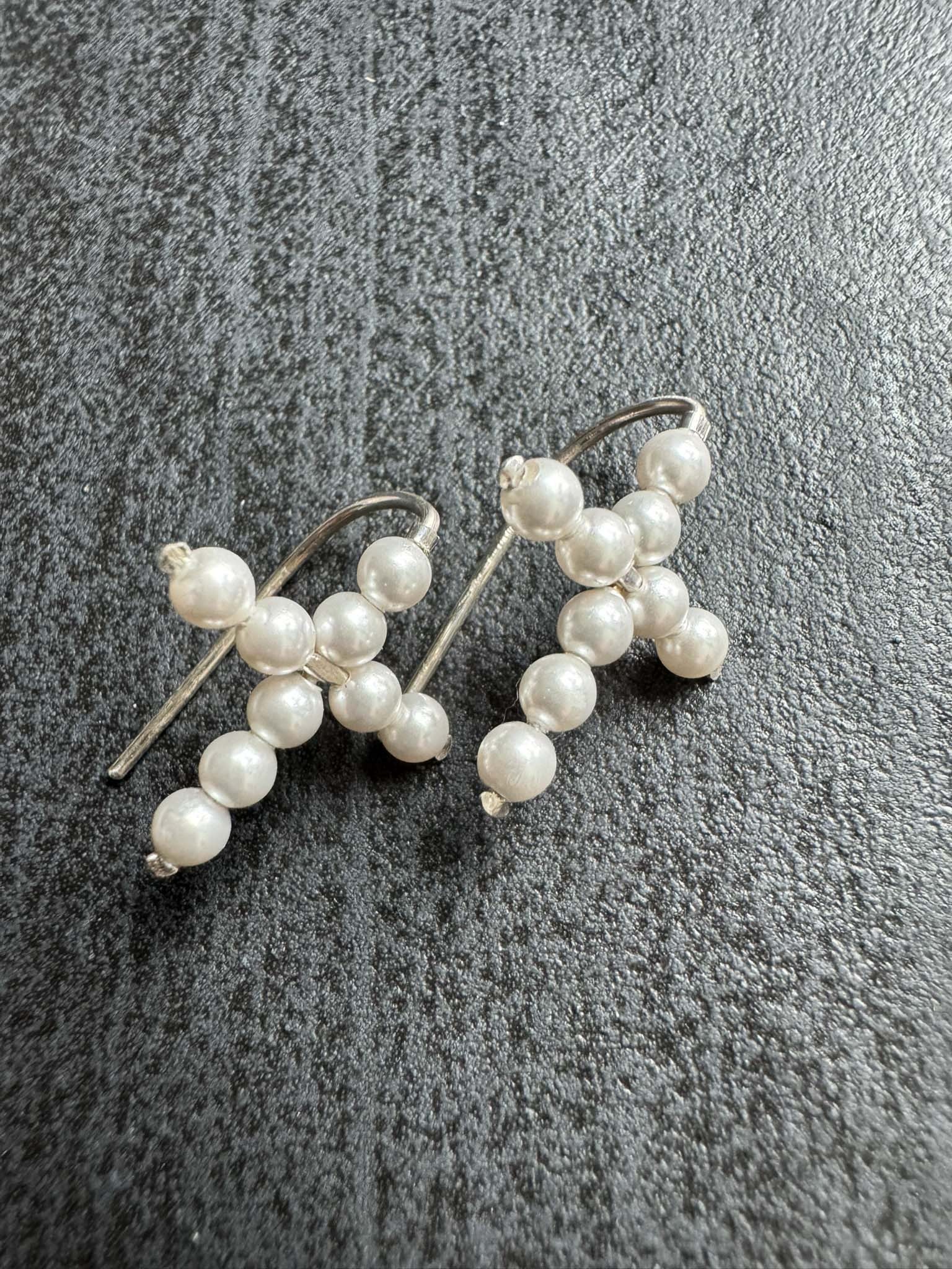 Swarovski Pearl CROSS Earrings, 18 mm - LeSilveStone