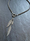 Triple Feather Pendant Navajo Pearl Style Necklace - LeSilveStone