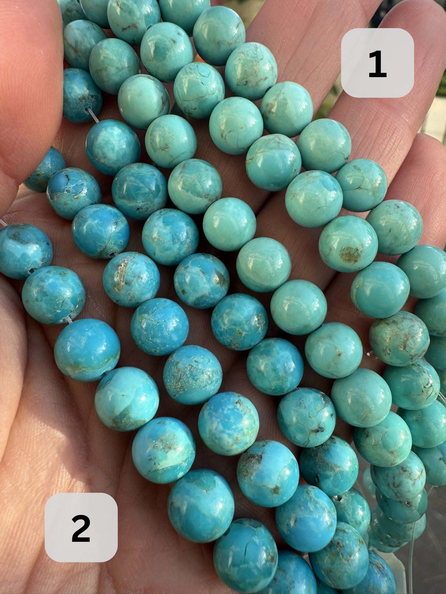 Turquoise Clover Navajo Pearl Style Necklace in Sterling Silver, 4 / 8 mm - LeSilveStone