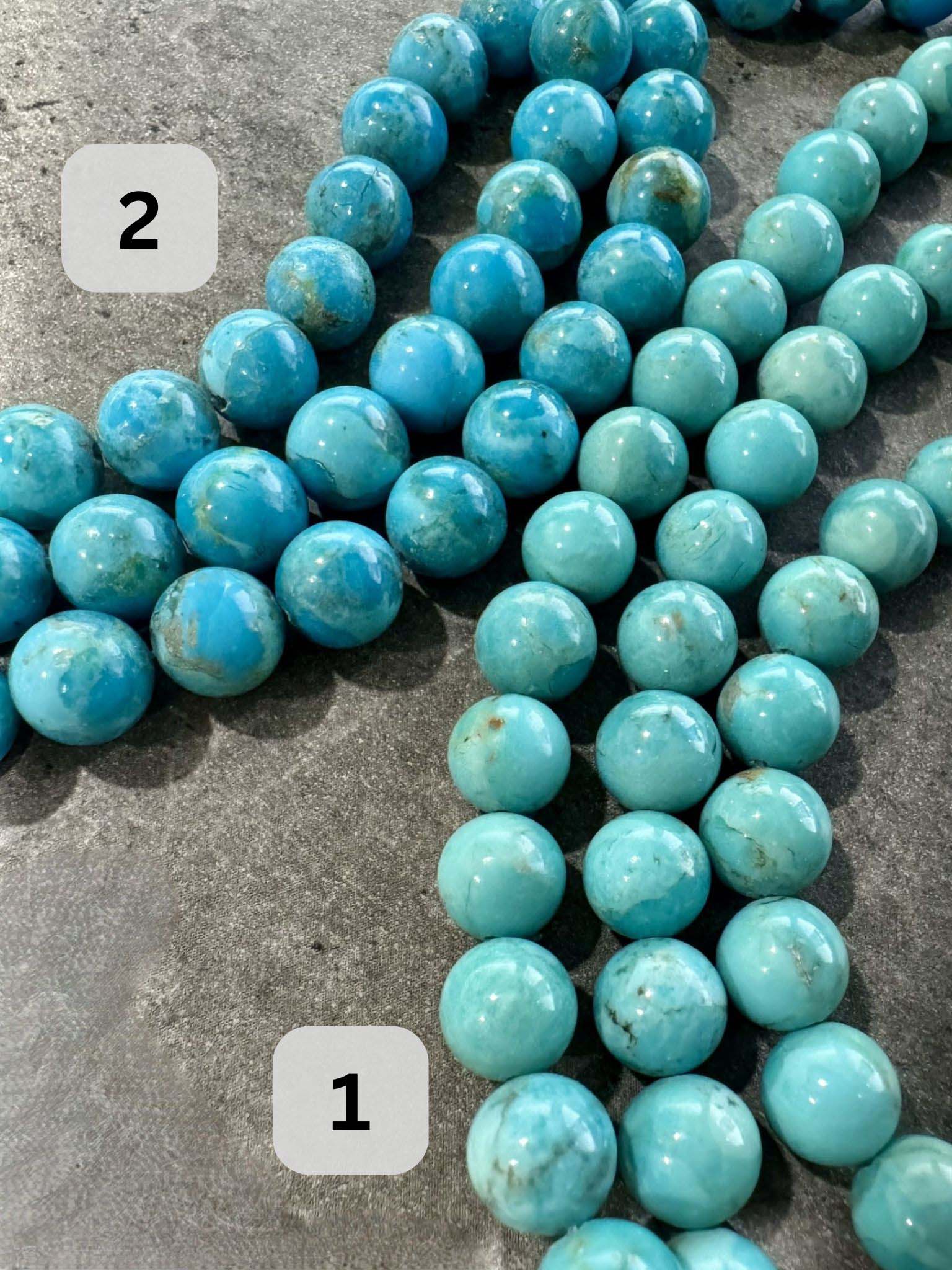 Turquoise Clover Navajo Pearl Style Necklace in Sterling Silver, 4 / 8 mm - LeSilveStone