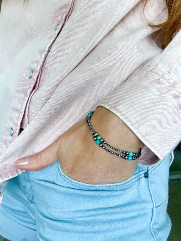Turquoise Spark Dainty Choker Necklace in Sterling Silver, 2-4 mm - LeSilveStone