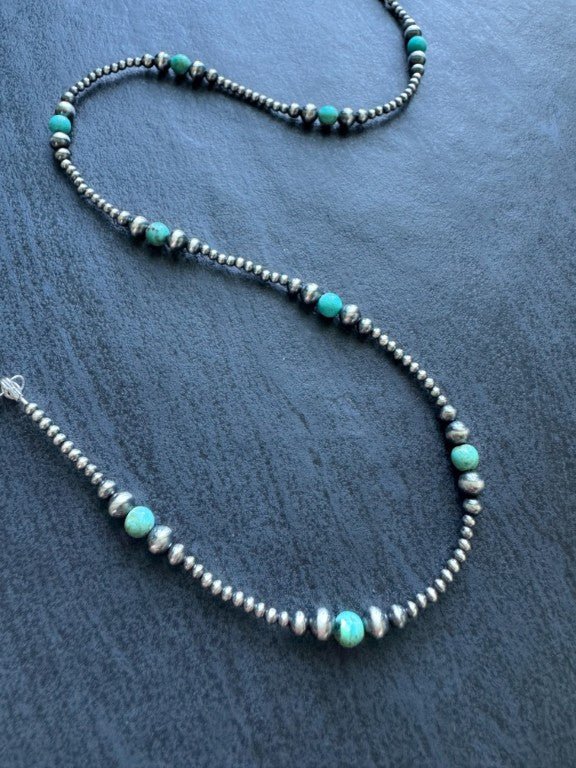 Turquoise Spark Dainty Choker Necklace in Sterling Silver, 2-4 mm - LeSilveStone
