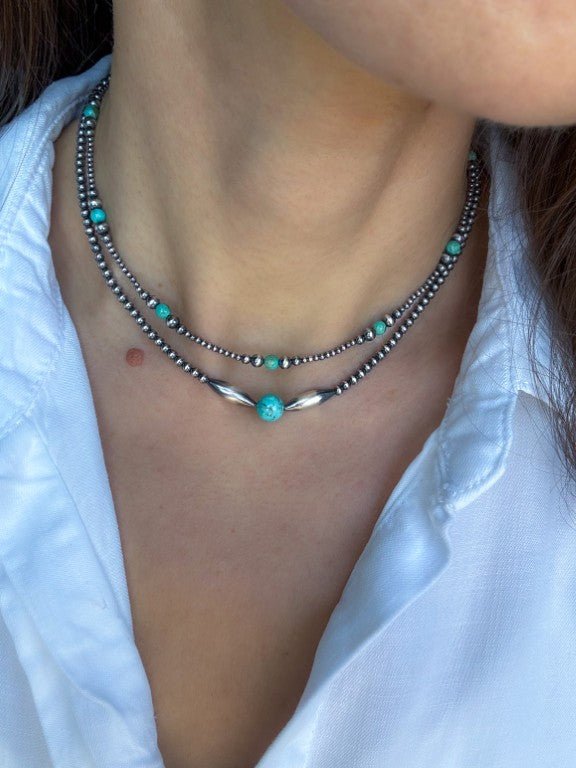Turquoise Star Choker Necklace in Sterling Silver, 3 mm - LeSilveStone