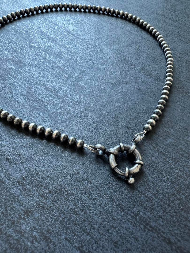 Western Beaded Cross Necklace in Sterling Silver - LeSilveStone